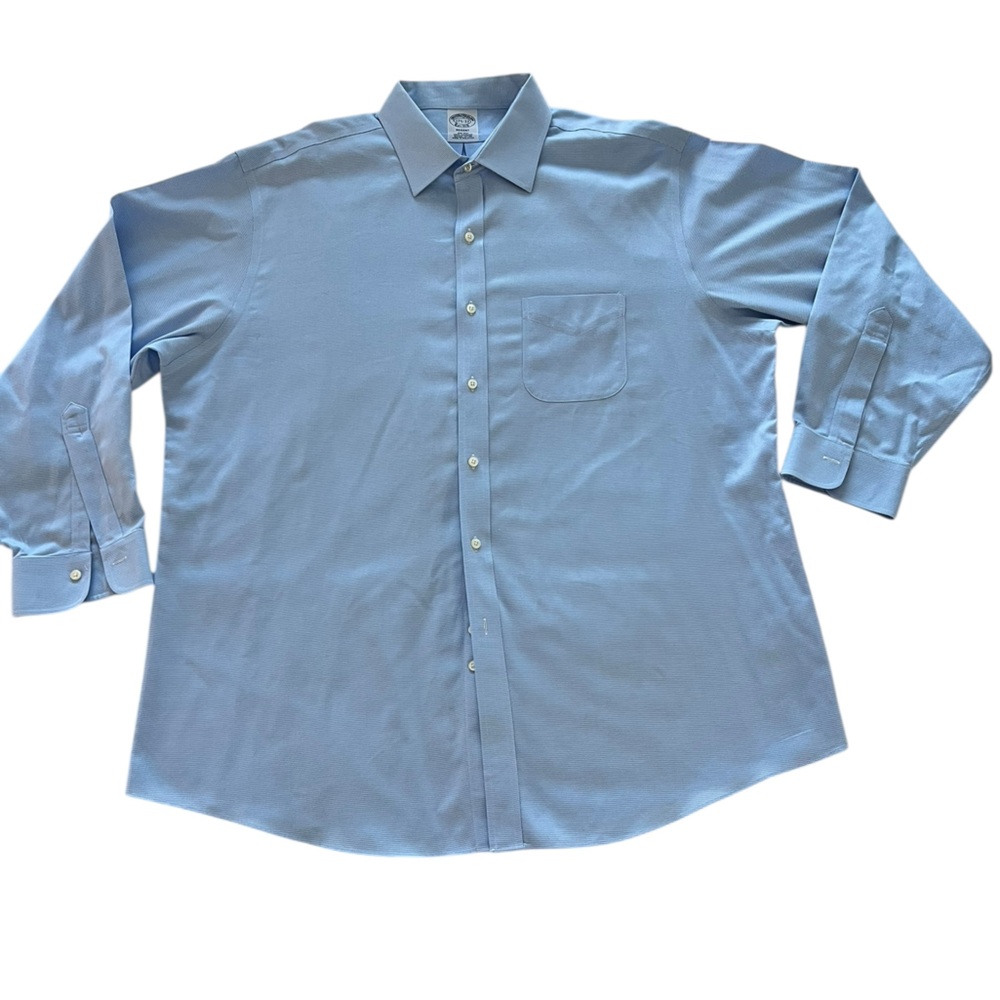 Brooks Brothers Blue Regent Non-Iron Supima Cotton Dress Shirt Size 17.5 - Picture 5 of 12